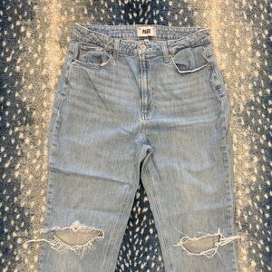 PAIGE Light Blue Ripped Straight Leg Jeans